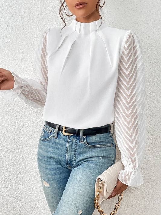 Astrid - Blusa costera con mangas de encaje