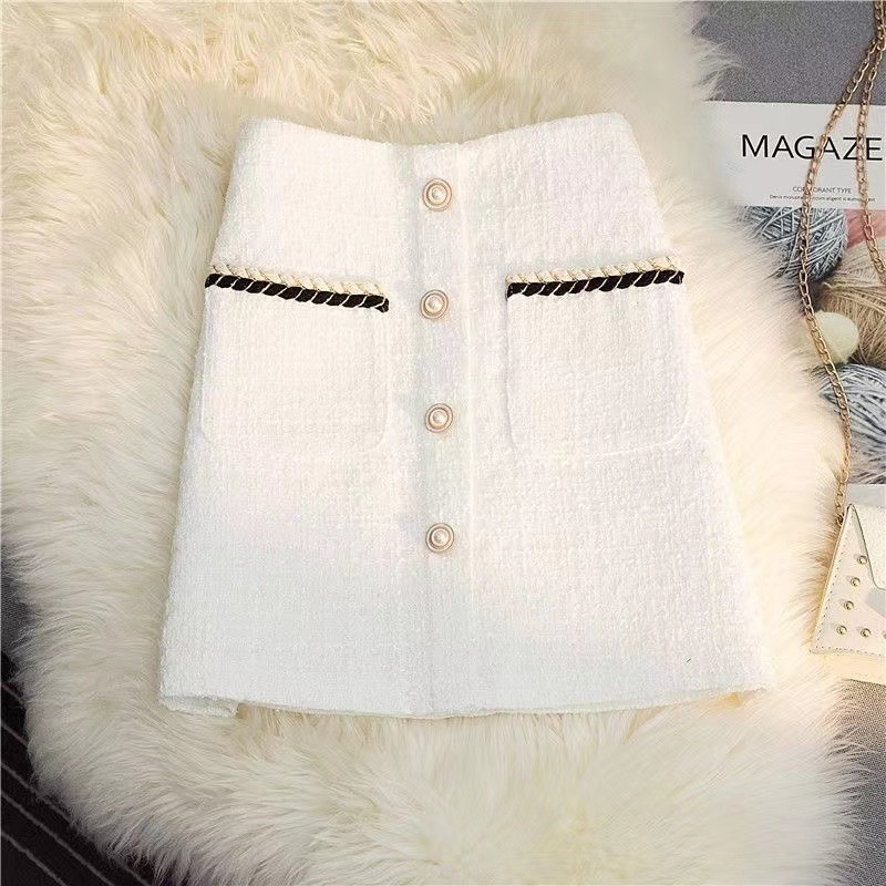 Morgan - falda A-line de tweed con talle alto