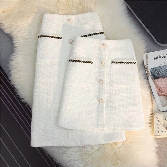 Morgan - falda A-line de tweed con talle alto