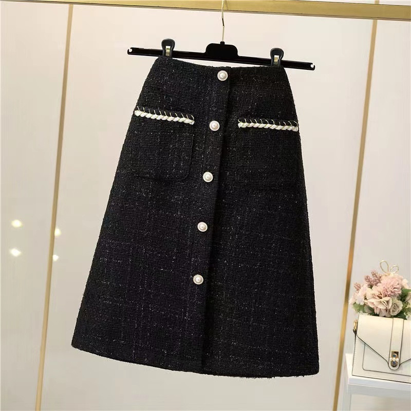 Morgan - falda A-line de tweed con talle alto