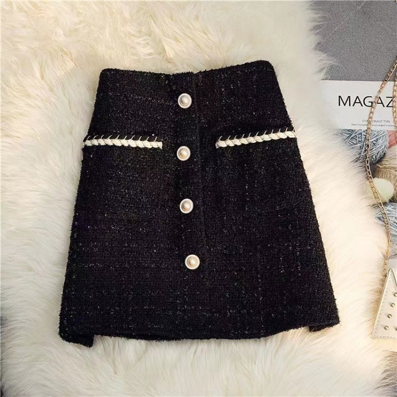 Morgan - falda A-line de tweed con talle alto