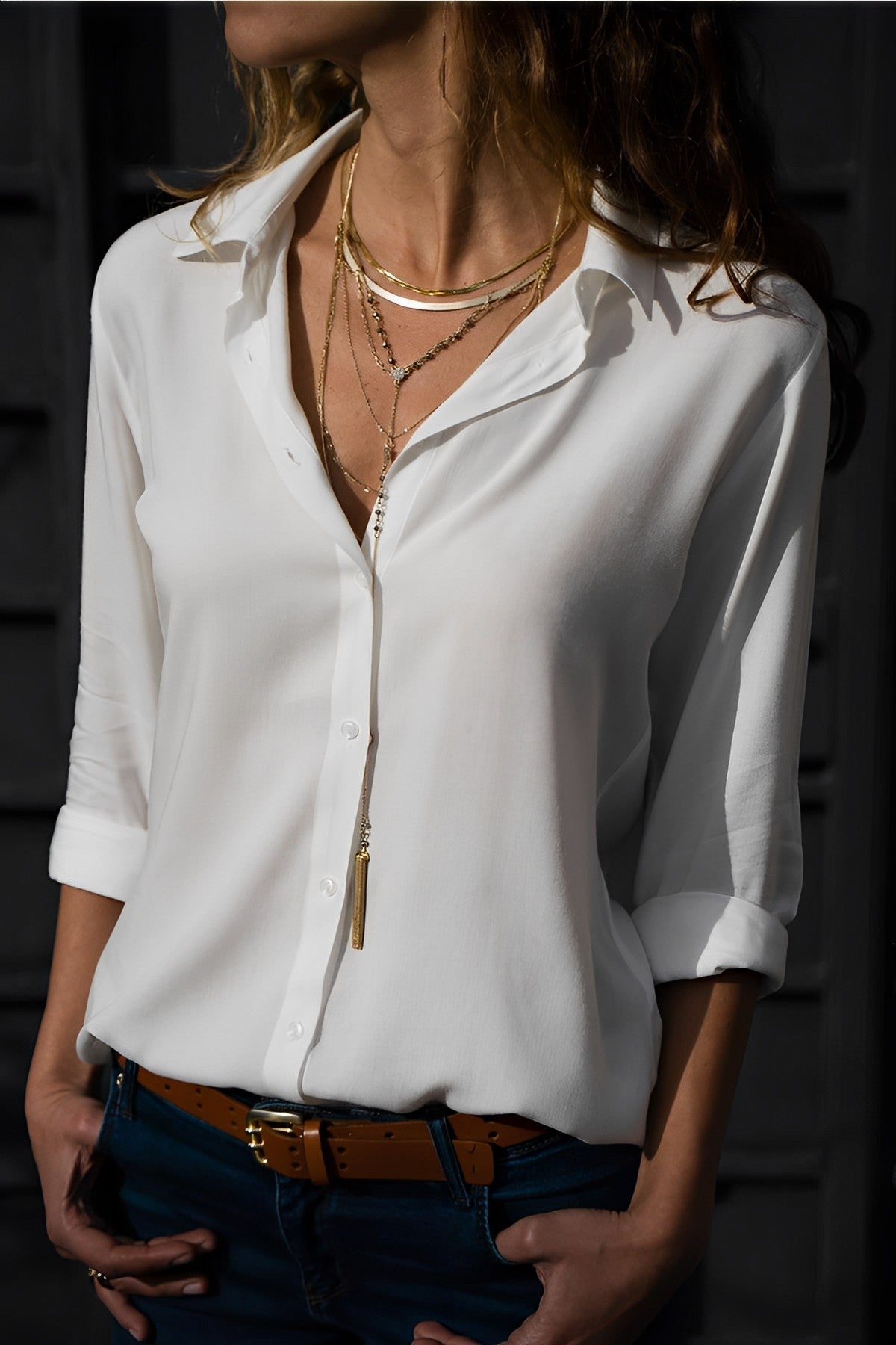 Modiva - Blusa informal de manga larga